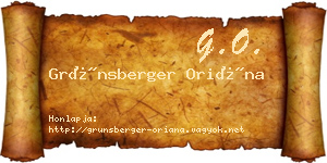 Grünsberger Oriána névjegykártya